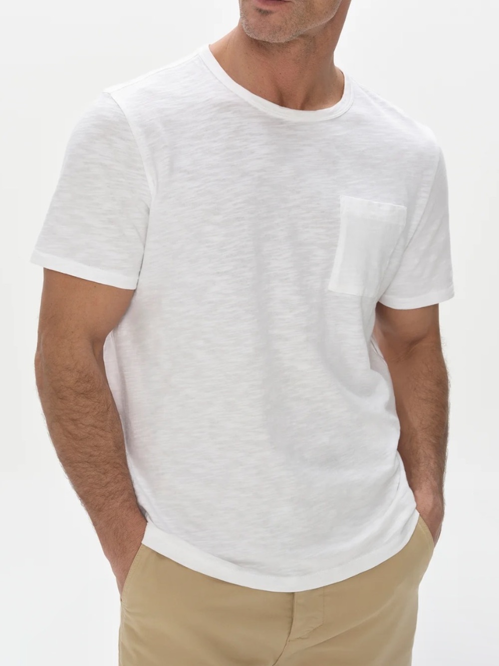 NN07 Men’s Large White Pocket Slub Tee Lightweight